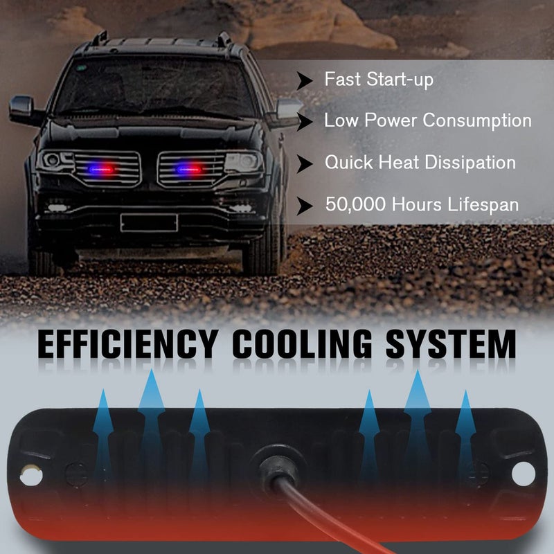 DIBMS LED Emergency Strobe Lights, 8X Red Blue 6 LED Strobe Warning Emergency Flashing Light Caution Construction Hazard Light Bar for Car Truck Van Off Road Vehicle ATV SUV Surface Mount - Image 3